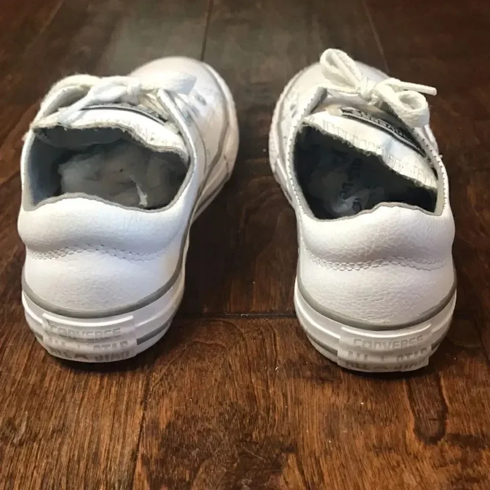 Converse All Star white leather lace-up sneakers, size 12